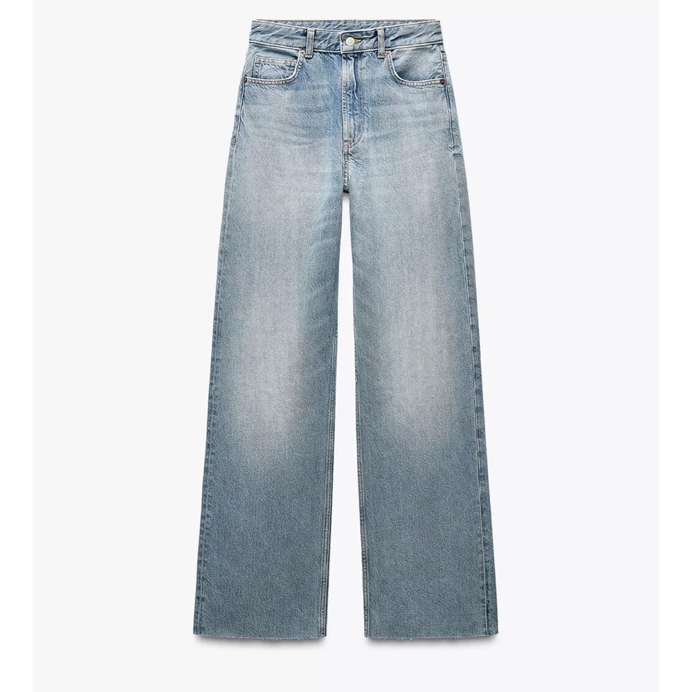 Zara Light Blue Wide-Leg Flare Jeans